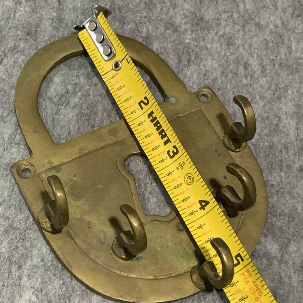 Vintage Brass Lock-shaped Key Holder for Wall Mini Hooks/Holders - Picture 6 of 7
